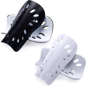 Soccer Shin Guards, 2 Pair Lightweight and Breathable Shin Guard Sleeves for Adults Football Player, Calf Protective Gear Shin Guards for Men Women (Bigger Shin Guards) (black and white)
