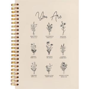 Floral Christian Notebook Journal, Christian Gifts for Women, Bible Journaling Notebook, Bible Notebooks for Note Taking, You Are Inspirational Hardcover Spiral Botebook 5.5x8.3 Inch