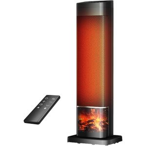 Space Heater, 1500W PTC Ceramic Heaters for Indoor Use with Remote, 24H Timer, Oscillation, Tip-Over and Overheat Protection, Fast Safety Heat for Home Office- Upgraded