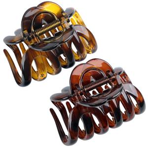 Large Octopus Hair Claw Clips for Thick Hair Big Hair Clips for Long Wavy Curly Hair, Strong Hold Non-Slip Grip Tortoise Shell Hair Accessories for Women (Agate Red & Amber Brown)