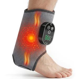 Welcozoon Foot Massager for Neuropathy, Cordless Ankle Massager for Circulation and Pain Relief, Rechargeable Foot and Ankles Heating Pad with Massage, Heated Ankle Brace Gifts for Women and Men Gray