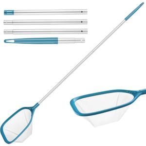 Professional Pool Skimmer Net 57 inch with 4 Aluminum Poles - Fine Mesh for Fast Debris Removal - Ideal Pool Nets for Cleaning Ponds, Spas, and Hot Tubs - Efficient Pool Maintenance