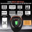 KUIIYER Wireless Barcode Scanner, 2D QR 1D Bar Code Scanners Handheld Barcode Reader with Updated 800 X 600 Pixel CMOS & Built-in Light, Plug & Play for Computers, PC, Laptop, Desktop & POS