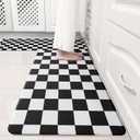 VivaNest Black Checkered Grid Checkerboard Kitchen Rug Sets [2 PCs], Anti-Fatigue, Waterproof Non-Slip Kitchen Mats Heavy Duty Ergonomic Comfort Foam Rug for Floor, Home, Laundry, 17"x29"+17"x47"