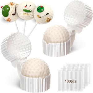 2 Pcs Golf Ball Cake Pop Mold with 100 Pcs Sticks, Golf Balls Mold for Sports Ball Theme Cake Decoration, Candy, Cupcake Decorations, Baking Tools Accessories for Home Baking, Birthday Party