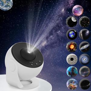 Galaxy Projector, 13 in 1 Planetarium Star Projector Realistic Starry Sky Night Light with Solar System Constellation Moon for Kids Adults Bedroom Ceiling Home Theater Living Room Decor (White)