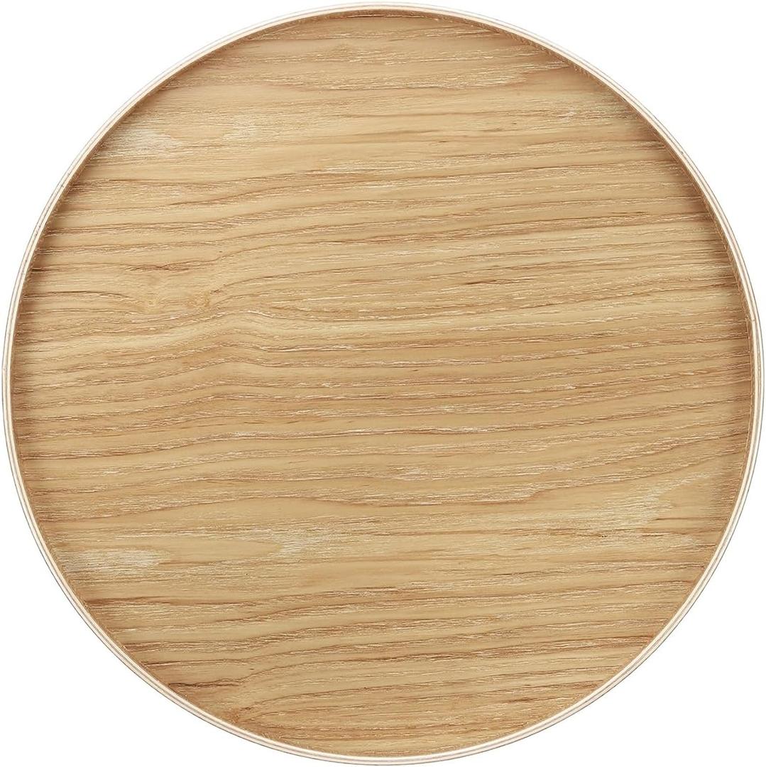 Wooden Serving Tray Round Wood Serving Tray Decorative Platter, 15.2 Inch Fit for Home Decor Kitchen Coffee Table Candle Holder, (Light Brown)