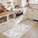 Madane Washable Runner Rug - 2x6 Rug Runners for Hallways 6 Foot Non Slip Vintage Kitchen Runner Rug Ultra-Thin Bathroom Runner Rugs Carpet Laundry Room Bedroom (2x6ft, Grey)