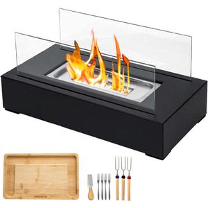 Tabletop Fire Pit with Smores Maker Kit Portable Indoor/Outdoor Mini Small Fireplace Table Top Decor Home Patio Balcony Backyard Gifts for Women Mom Her Wedding Mothers Day Housewarming Birthday Gift