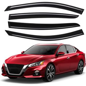 Lightronic Extra Durable Outside-Mount Auto Vent Window Visor, Fits 2019-2025 Nissan Altima, UV Protection Rain Guard, Original Wind Deflector, No-Drill Easy Install, Dark Smoke, 4-Pcs