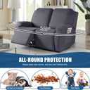 TAOCOCO Recliner Loveseat Slipcover, 2 Pieces Polyester Fabric Stretch Sofa Covers for 2 Seat Reclining Couch, Soft Washable Furniture Protector with Pockets (2 Seat, Dark Gray)