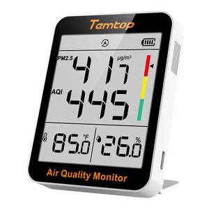 Temtop Air Quality Monitor with Indoor Thermometer & Thermo-Hygrometer  PM2.5, AQI, Temperature and Humidity Meter for Home, Office, Nursery, School, 60-Day Battery Life