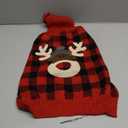 KYEESE Dog Christmas Sweater with Reindeer Pattern, Cozy Holiday Outfit, Turtleneck Dog Sweater for Small Dogs with Leash Hole, Red Buffalo Plaid Knitwear, Soft Warm Festival Dogs Clothes, Large (Large (11-19lbs))