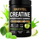 Creatine Monohydrate Gummies 1500 mg Crisp Green Apple Chewable Pre-Workout for Strength & Muscle Support Vegan, Sugar-Free & Halal for Men & Women 90 Gummies (EXP 09/18/27)
