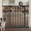 Amibud 41'' Extra Tall Baby Gate for Large Dogs Pets Indoor No Jumping Over, 30-32.6'' Wide Heavy Duty Puppy Gate for Doorways, Pressure Mounted Metal Gate for Child Toddler No Tools Needed(Black)