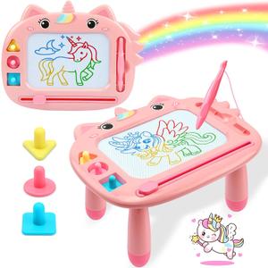 Unicorn Toddler Girl Toys Age 1-3, Colorful Magnetic Drawing Board, Learning Toy for 1 2 3 Year Old Baby, Portable Magna Kids Doodle Travel Essentials, Mess-Free Etch Sketch, Christmas Birthday Gifts (Pink)
