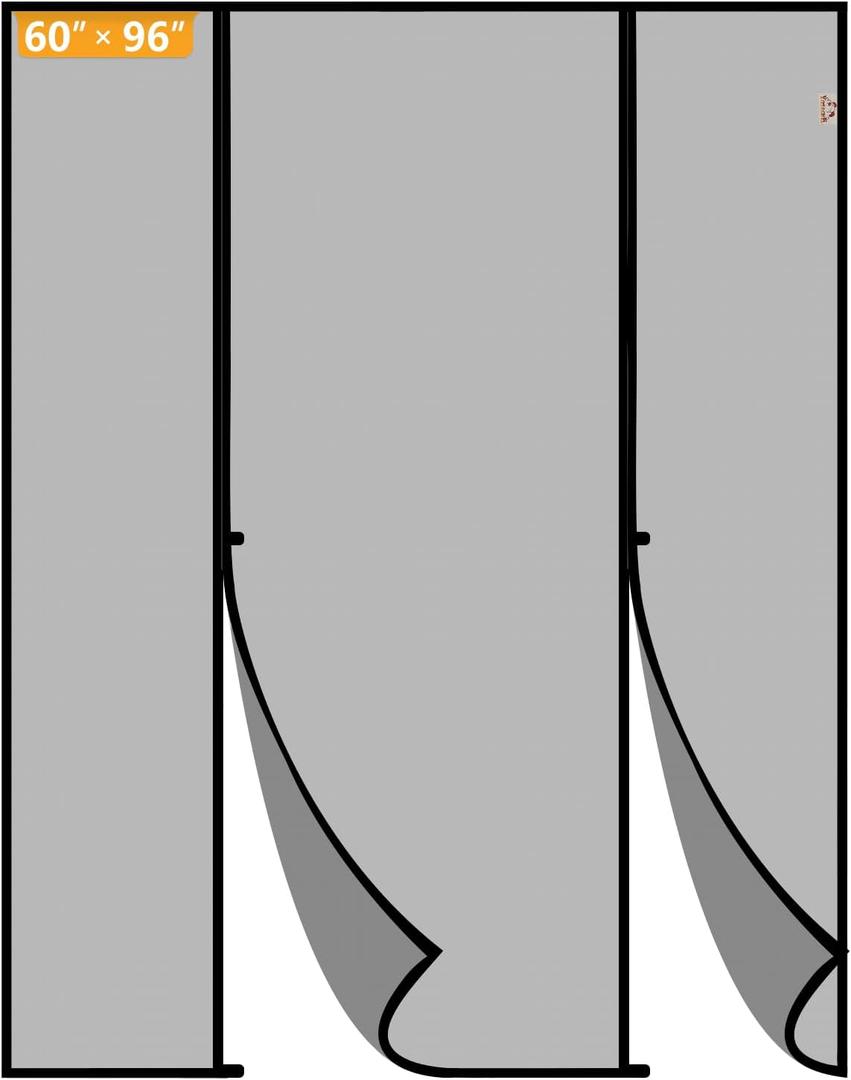 Yotache Magnetic Screen Door Fits Door Size 60"x96", Screen Size 62"x97" Double-Sided Opening Reinforced Mesh with Strong Magnets for Front, Patio Sliding Door (Black)