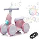 6V Electric Baby Balance Bike for 1 Year Old Boys Girls Ride on Toys 12-36 Months Toddler Balance Bike, 4 Wheels Kids First Bike with Remote Control First Birthday Gifts- Pink