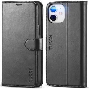 TUCCH Wallet Case for iPhone 12 /iPhone 12 Pro 5G, RFID Blocking Card Slot Stand [Shockproof TPU Interior Case] PU Leather Magnetic Protect Flip Cover Compatible with iPhone 12 Pro/12 6.1-inch, Black