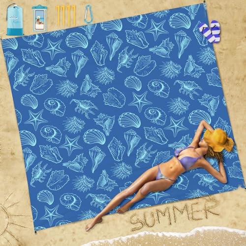 Famstar Beach Blanket Sandproof Waterproof 78''×81''1-5Adults Oversized,Compact Lightweight Durable Beach Mat for Travel Camping Hiking Picnic Blanket