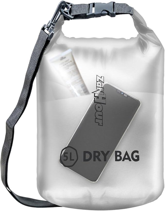Zanhour Waterproof Dry Bag - Roll Top Transparent Storage Bag,2L/5L/10L/20L,Suitable for Traveling, Swimming, Kayaking, Camping, Fishing, Rainy Day Trips Clear 10L