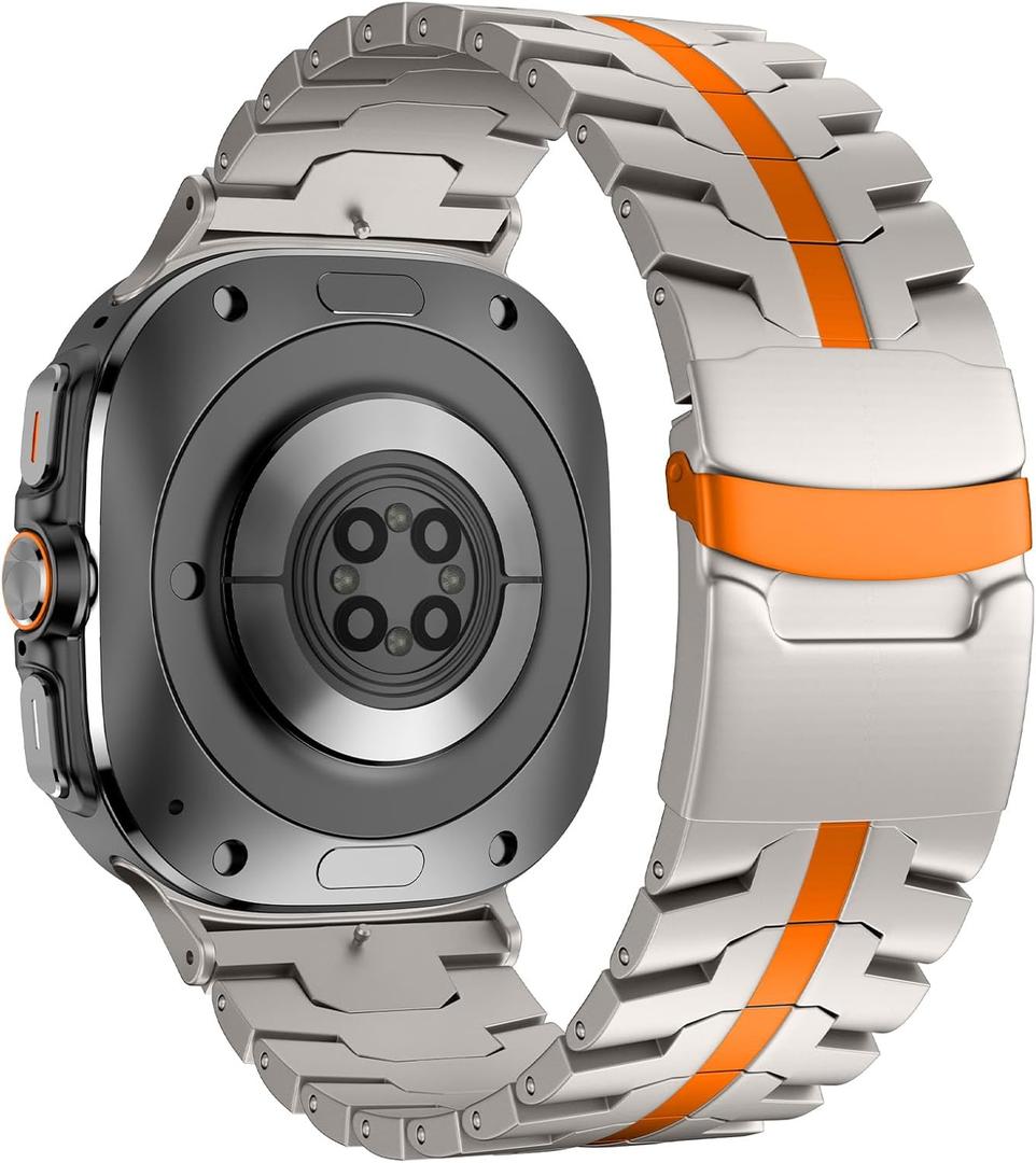 Titanium Band Compatible with Samsung Galaxy Watch Ultra 47mm(2025/2024), Solid Men Replacement Robust Metal Link Wristband