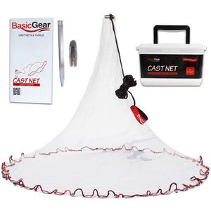 BasicGear Cast Net | Lead, 3ft-12ft Radius, 3/8 or 1/4 inch Mesh for Freshwater and Saltwater Bait Fish| Professional Grade and Upgraded Material | Throw Style