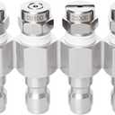 4-in-1 Pressure Washer Nozzle 2-3 GPM, 4 Way Adjustable Rod Spray Soft Wash Nozzle Tip Holder 1/4" Quick Connect for Downstream Injector, Car and Roof Washing(304 Stainless Steel 0 25)