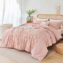 RYNGHIPY Blush Tufted Comforter Sets, 3Pcs Western Boho Embroidery Bedding Set, Soft and Lightweight Comforter Bedding Sets for All Seasons (Blush,Full)