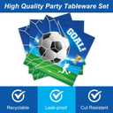 3 x 48Pcs Soccer Birthday Party Decorations for 16 Guests,Soccer Game Theme Party Plates and Napkins Forks for Kids Baby Shower Birthday Supplies Set (blue and green)