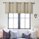 MRTREES Blackout Valance Curtains Room Darkening, Short Kitchen Curtain Valances, Triple Weave Grommet Top Window Curtains Topper Tiers for Bedroom/ Living Room/ Basement(1 Panel, 52x16 Inches, Beige)