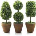 Small Artificial Plants 8.25" Plastic Fake Green Topiary Shrubs with Pot for Home Dcor  Set of 3