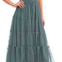 PRETTYGARDEN Women's Smocked Tulle Midi Dress 2025 Summer Square Neck Puffy Short Sleeve Ruffle Wedding Guest Party Dresses (XX-Large)