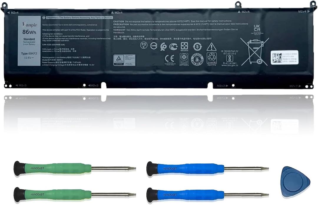 69KF2 86W 6-Cell Precision 5550 5560 Inspiron 7610 Laptop Battery Replacement for Dell XPS 15 9500 9510 G15 5510 5511 5515 5520 5521 Edition Alienware M15 R3 R4 R5 R6 R7 M17 R3 R4 Series 8FCTC
