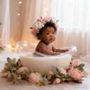 Milk Bath Tub for Baby Photography - Clear Acrylic Oval Photo Prop Tub, 18.8" 13.7" 10.8", Curved Rim & Wide Base for Newborn & Sitter Sessions, Photographers & Parents
