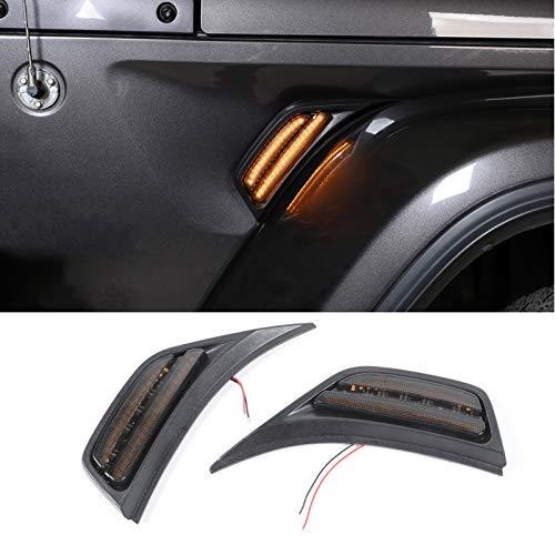 Voodonala for Jeep JL LED Fender Marker Lights,Side Turn Signal Lamp LED Amber Blinker Turn Signal Lights Mudguard Indicator Light for 2018-2026+Jeep Wrangler JL JLU Gladiator JT Accessories,Smoke 2pc