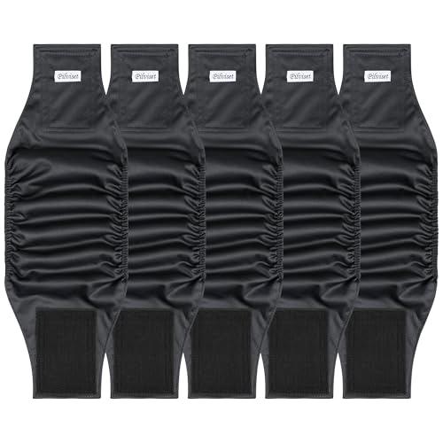 5 Pack Dog Diapers Male Reusable, Premium Belly Bands for Male Dogs, High Absorbing Male Dog Pee Wraps for Doggie in Incontinence or Excitable Urination and Training, Black ,L
