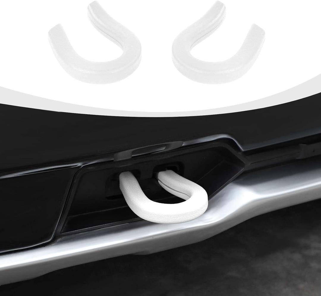 Tow Hook Cover fit for Chevy Silverado 1500 2007-2024, Front Bumper Tow Hooks Rubber Accessories, White