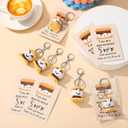 6 Sets Employees Appreciation Gifts Bulk, Cute Handmade Crocheted S'more Marshmallow Keychains with Thank You Cards Xmas Stocking Stuffer for Coworker Staff Team Holiday Party Favory