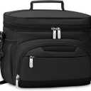 Lunch Boxs for Women/men Insulated Lunch bag,Leakproof Lunchbox with Adjustable Shoulder Strap for Adults,Soft Cooler Tote Bag for Office Fitness Picnic Beach Travel - Black 12-Can(8L)