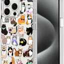 MOSNOVO Case for iPhone 15 Pro, [Buffertech 6.6ft Military-Grade Drop Protection] [Anti Peel Off Tech] Clear TPU Bumper Phone Case Cover Design - Cute Cats