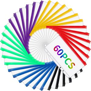 60pcs Binder Pockets 6 Holes Zipper Folders Clear PVC Card Loose Leaf Bags Cash Envelopes for Budgeting Binder Waterproof Document Filing Bags for 6 Ring Notebook Planner Inserts