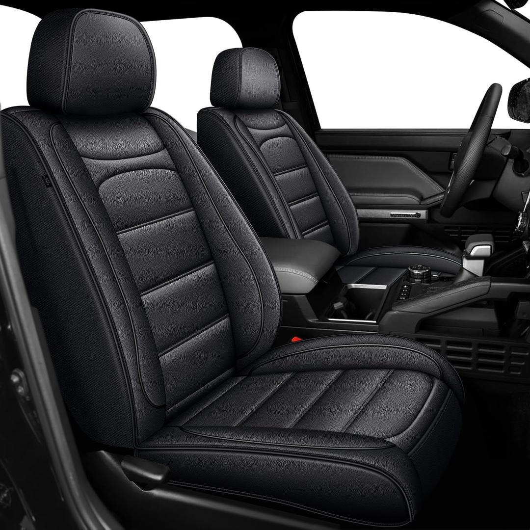 AOMSAZTO Ford Ranger Seat Covers: Full Set Custom Fit 2019 2020 2021 2022 2023 2024 2025 2026 Ford Ranger XLT/XL/Lariat (Not for Raptor) Waterproof Leather Seat Protector(5 Seats, Black)