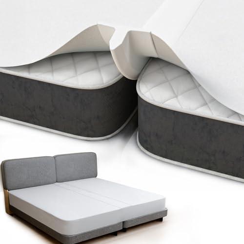 Vekkia 2-in-1 Split King Gap Filler with Built-in Fitted Sheet, Twin to King Converter, Bed Bridge with Washable Cover, Fits Guest Rooms, Hotels & Vacation Rentals, 75"x75"