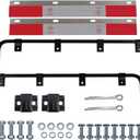 2 PCS Black Straight Bar Mud Flap Hanger Bracket Complete Kit & Aluminum Mud Flap Reflector Fender Reflective Tape Fit for Semi Trucks Trucks, Trailers, RVs and More