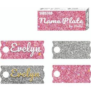 Personalized Acrylic Stanley Cup Name Tag for Lid - Customizable 20/30/40 oz, Evelyn Pack of 4