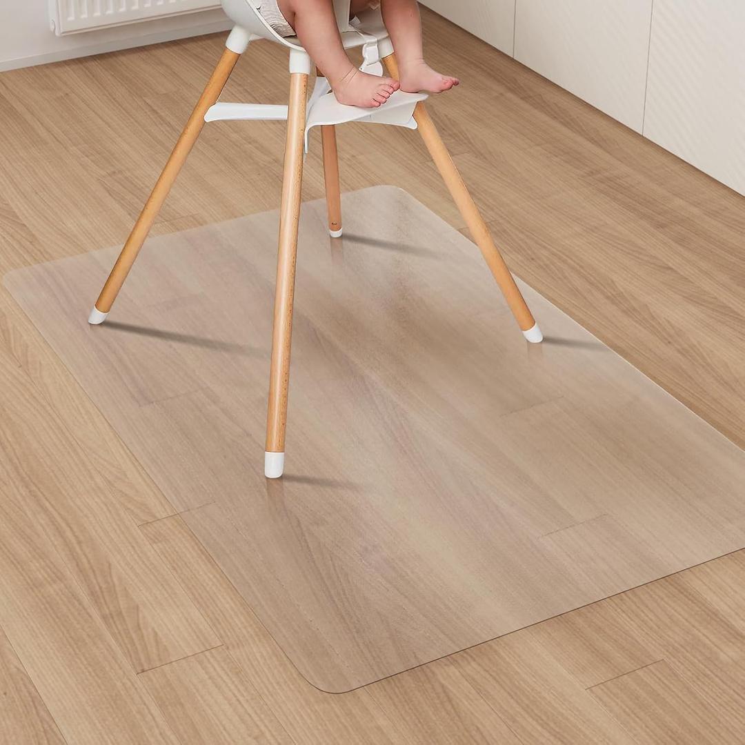 Clear Plastic Area Mat for Under Dining Table, 4'6' Large No Slip Waterproof Vinyl Area Rug for Home, Anti-Spill Hard Floor Protector Cover, Splat Mat for Under High Chair, Easy Clean Floor Mat