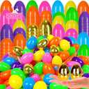 Easter Eggs 500 PCS Bulk, 2.4" Plastic Fillable Easter Eggs Set with 12 Golden Eggs, Colorful Empty Eggs for Kids Easter Egg Hunt Classroom Prizes Basket Stuffers Easter Party Favors