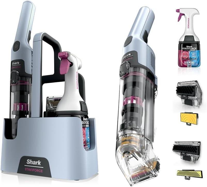 Shark StainForce Cordless Spot Cleaner, Dual-Activated Easy Spray Formula, OXY-Powered Cleaning, Indoor + Outdoor, Carpets, Upholstery, Car Seats & Stairs, Pet Urine & Odor Remover, 5" Tool, HX102BRN