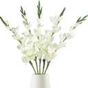 White Gladiolus Artificial Flowers 33.07 in Long Artificial Flowers Gladiolus Flowers 5 PCS Silk Gladiolus Flowers Fake Flowers Faux Gladiolus for Home Wedding Garden Arrangement Decor(White)
